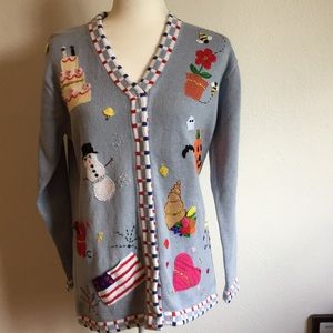 Vintage Storybook Knits HSN Holidays Cardigan.